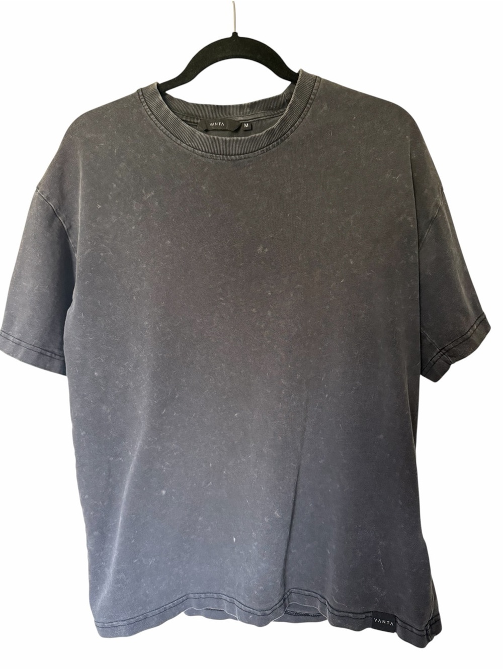 VANTA Washed Charcoal Cotton Crewneck T-Shirt β Medium